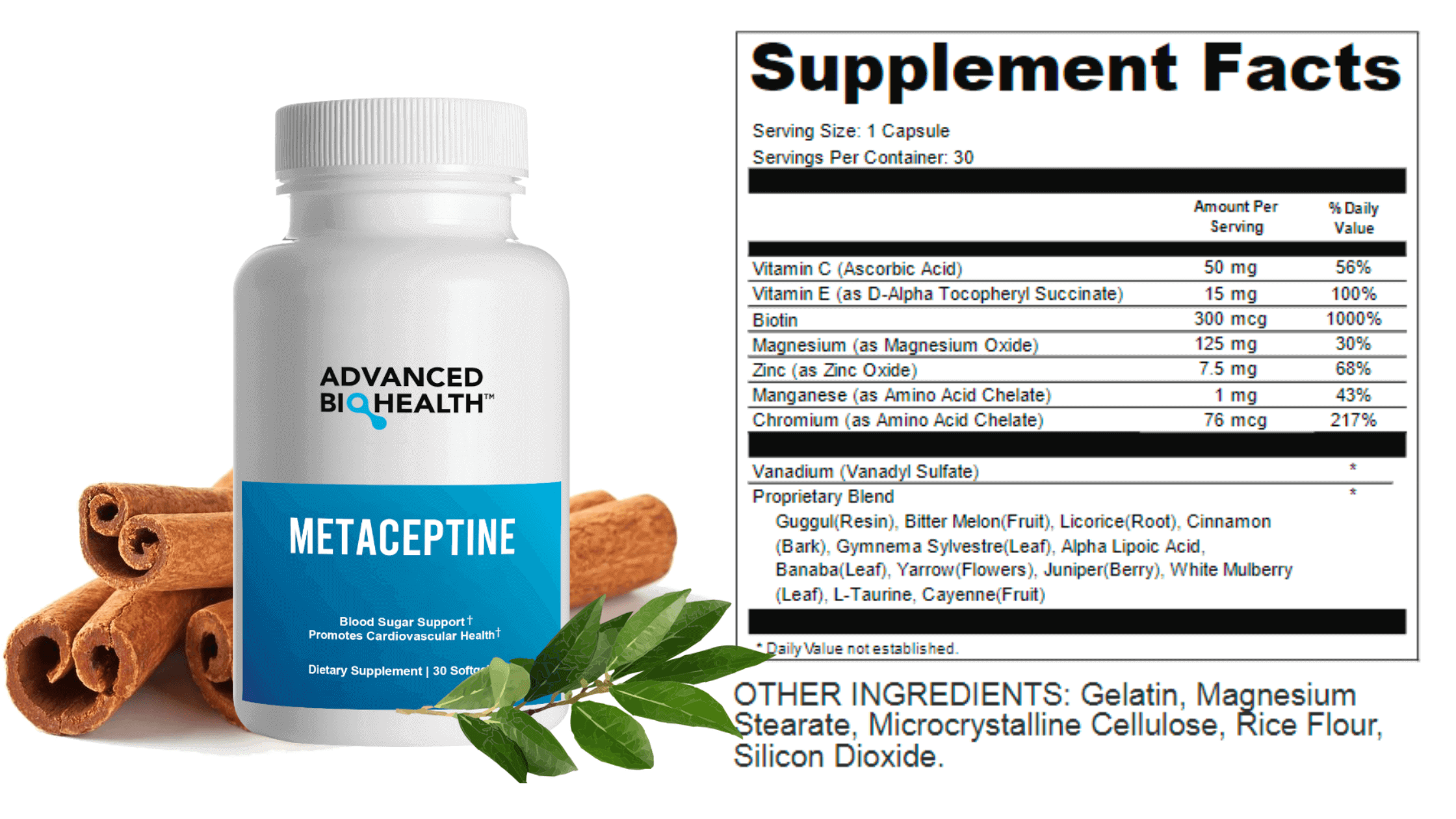 Metaceptine Supplement Facts